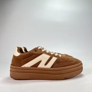 La Shelah Tan Suede Chunky Street Sneakers Platform Casual Shoes Women Size 8